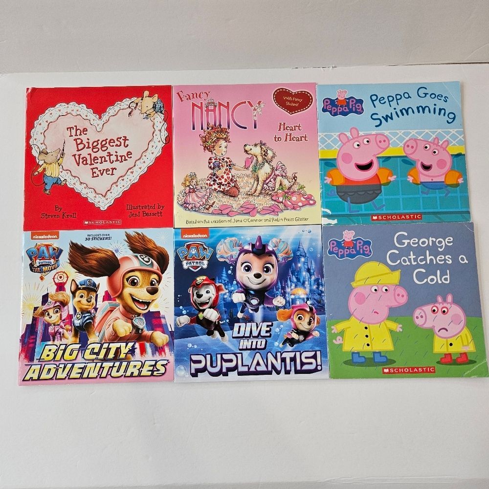 Peppa Pig, Paw Patrol, Fancy Nancy 6 Picture Book Lot, Good Used Condition, GUC